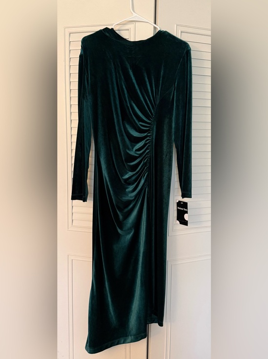 Maison Tara Dresses & Skirts - Maison Tara Deep Emerald Velvet Ruched Long Sleeve Dress
